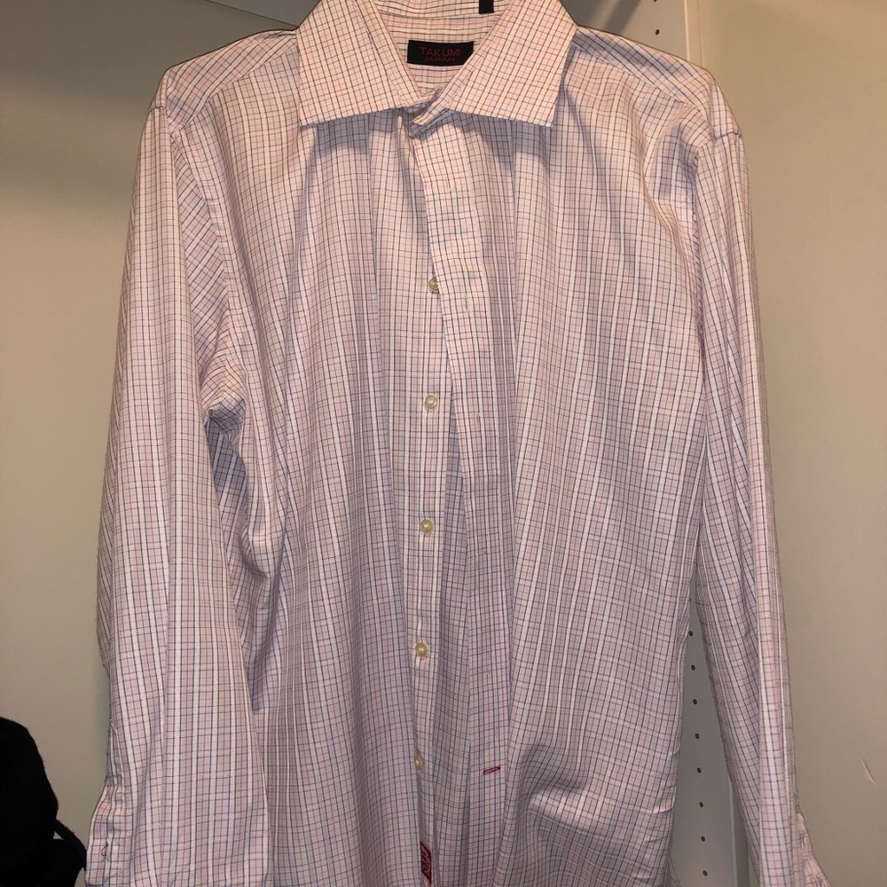 Takumi pink and striped men’s dress shirt